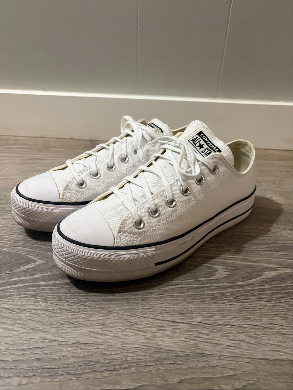Women’s White Converse Platform Low Top Sneakers
